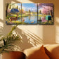3pcs Spring scene with Florals and Animals Metal Print Ready to Hang Art