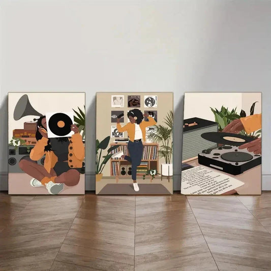 3pcs Fashion Art Posters Urban Art Trendy Art Metal Print Ready to Hang Art