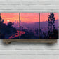3pcs Sunset Cityscape Highway and Skyline Metal Print Ready to Hang Art