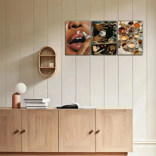 3pcs Trendy Vinyl Record Portrait Art Posters Metal Print Ready to Hang Art