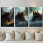 3pcs Bear Snowy Mountain Trees Metal Print Ready to Hang Art