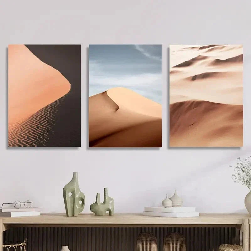 3pcs  Namibia sand dunes, desert landscape Metal Print Ready to Hang Art