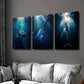 3pcs Whale Shark Swordfish Blue Whale Aquatic Wall Art Set Canvas Framed 40x60cm - High Quality Print 100% Australian Made Wall Canvas Ready to Hang