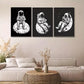 3pcs  Astronaut on Moon in black and white Wall Art Set Canvas Framed 40x60cm - High Quality Print 100% Australian Made Wall Canvas Ready to Hang