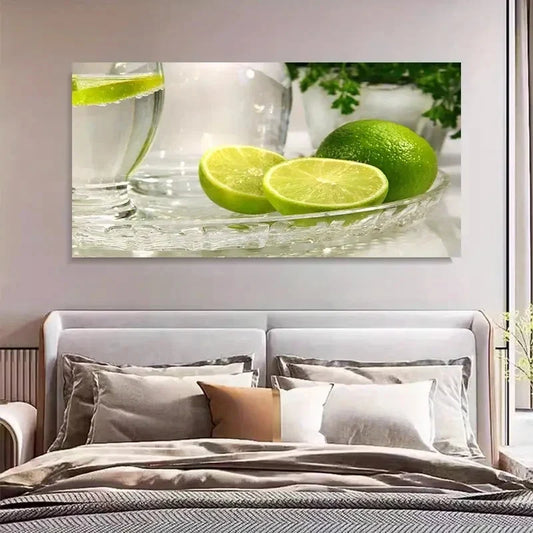 Summer Lime & Mojito Wall Art Canvas Office Home Room Framed 120x60cm
