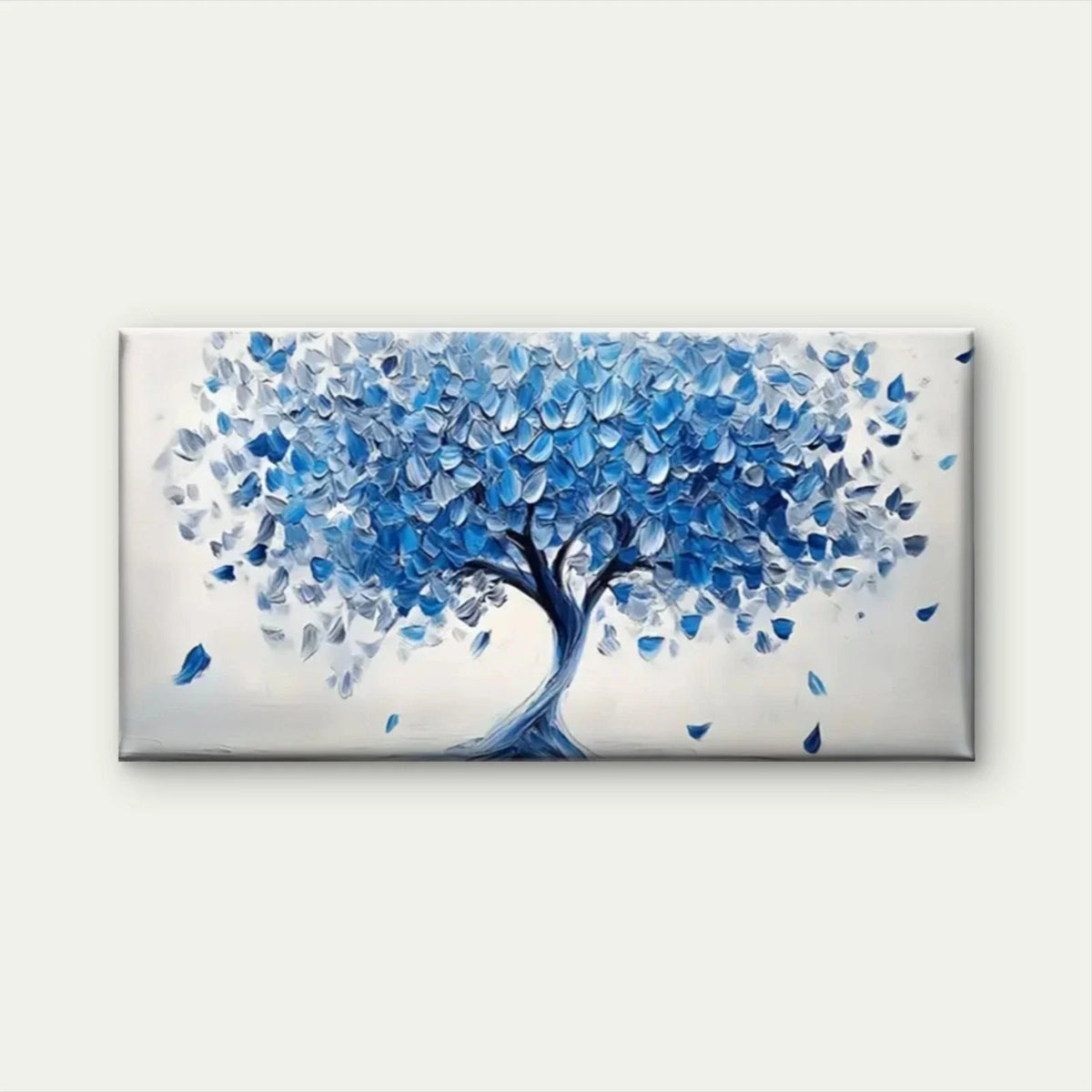 Blue White Tree Abstract Wall Art Canvas Office Home Room Framed 120x60cm