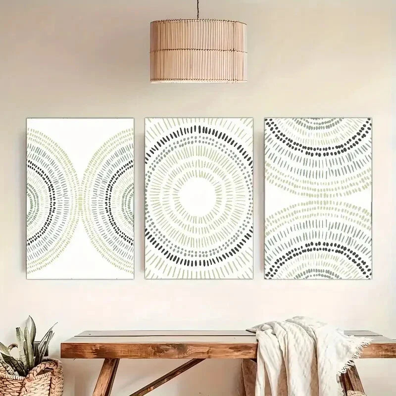 3pcs Abstract Art Geometric Poster Dormitory Metal Print Ready to Hang Art