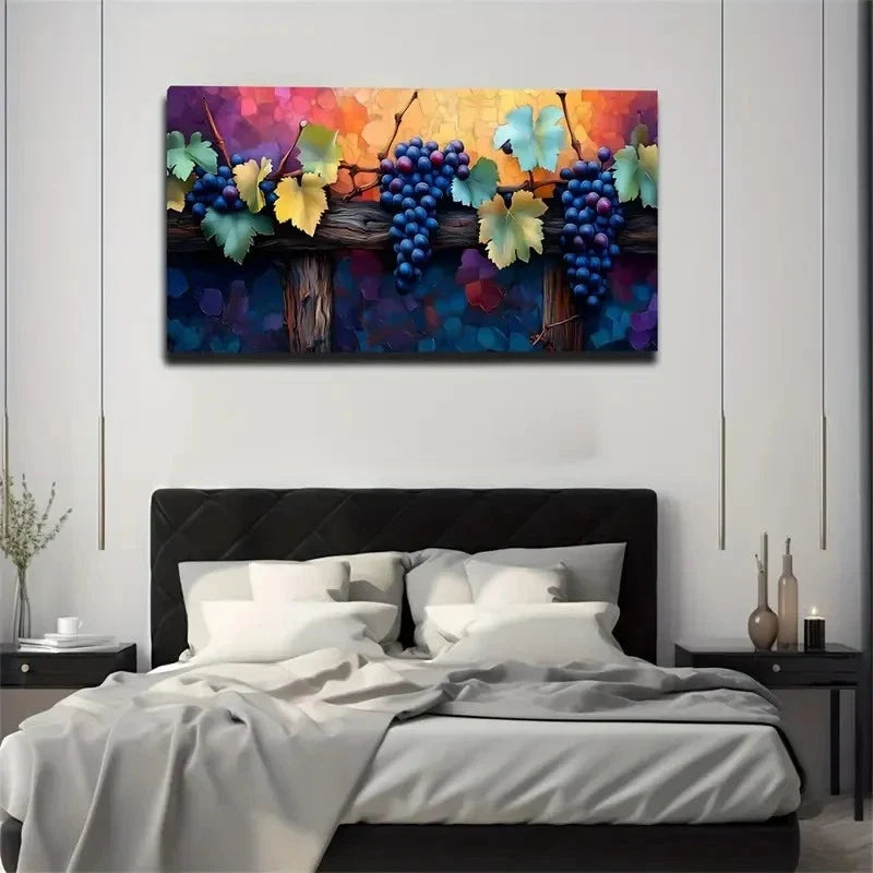 Vibrant Grapevine Colorful Wall Art Canvas Office Home Room Framed 120x60cm