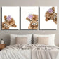 3pcs Peeping Highland Cattle Style Purple Floral Metal Print Ready to Hang Art
