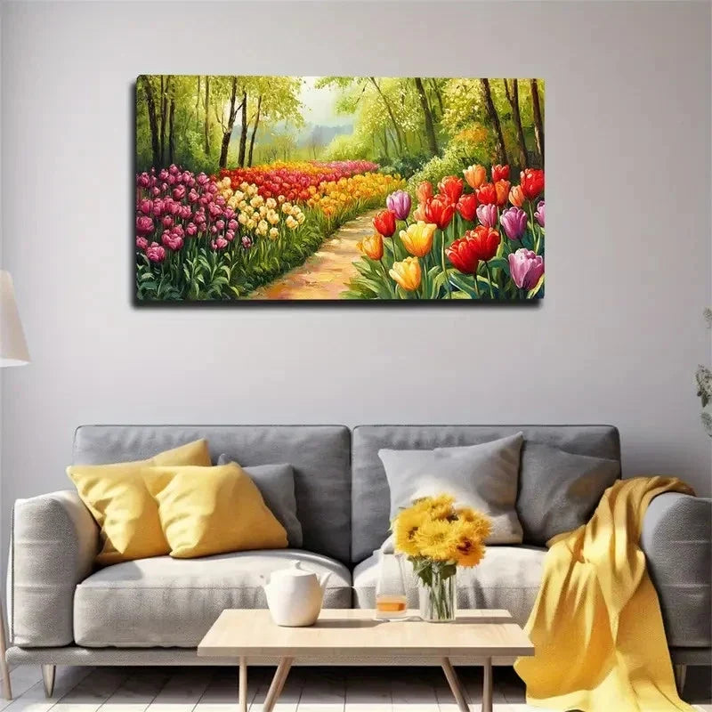 Tall Trees & Luxuriant Foliage Wall Art Canvas Office Home Room Framed 80x45cm