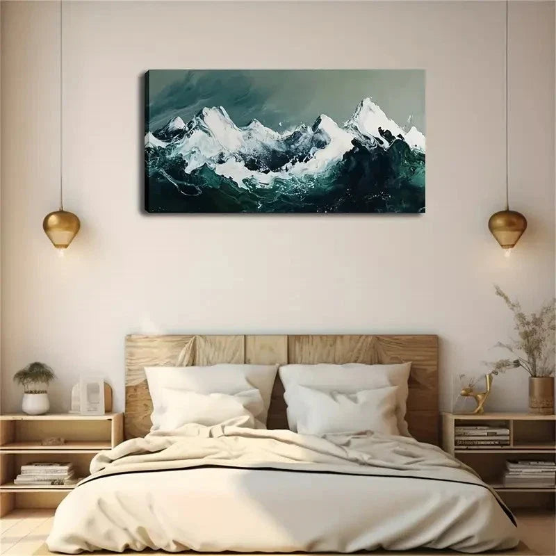 Green And White Mountain Wall Art Canvas Office Home Room Framed 120x60cm