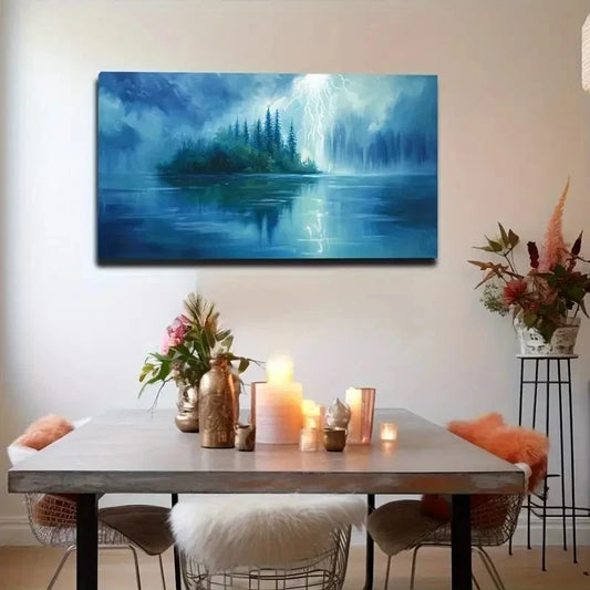 Serene Lake & Stormy Sky Wall Art Canvas Office Home Room Framed 120x60cm