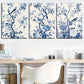 3pcs Blue Tree Branch Bird Pattern Metal Print Ready to Hang Art