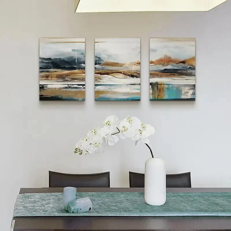 3pcs Mountains, Water, and Sky,  Metal Print Ready to Hang Art