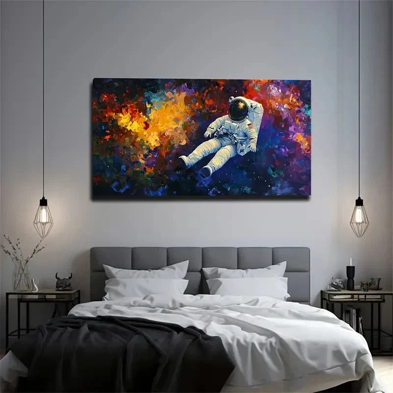 Astronaut Floating In Cosmic Wall Art Canvas Office Home Room Framed 120x60cm