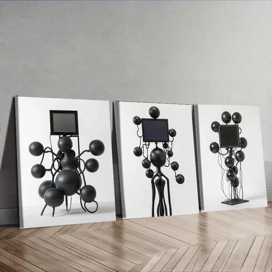 3pcs Many Floating Spheres, TV Shape Wall Art Set Canvas Framed 40x60cm - High Quality Print 100% Australian Made Wall Canvas Ready to Hang