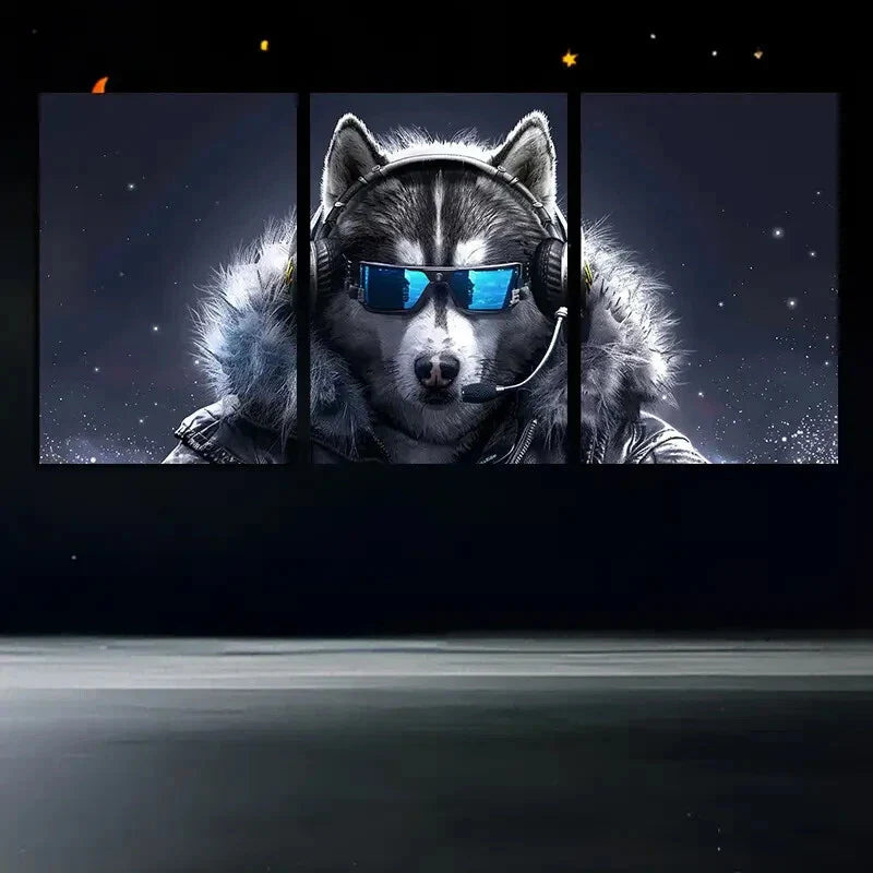 3pcs Husky Cool Glasses Design Metal Print Ready to Hang Art