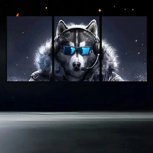 3pcs Husky Cool Glasses Design Metal Print Ready to Hang Art