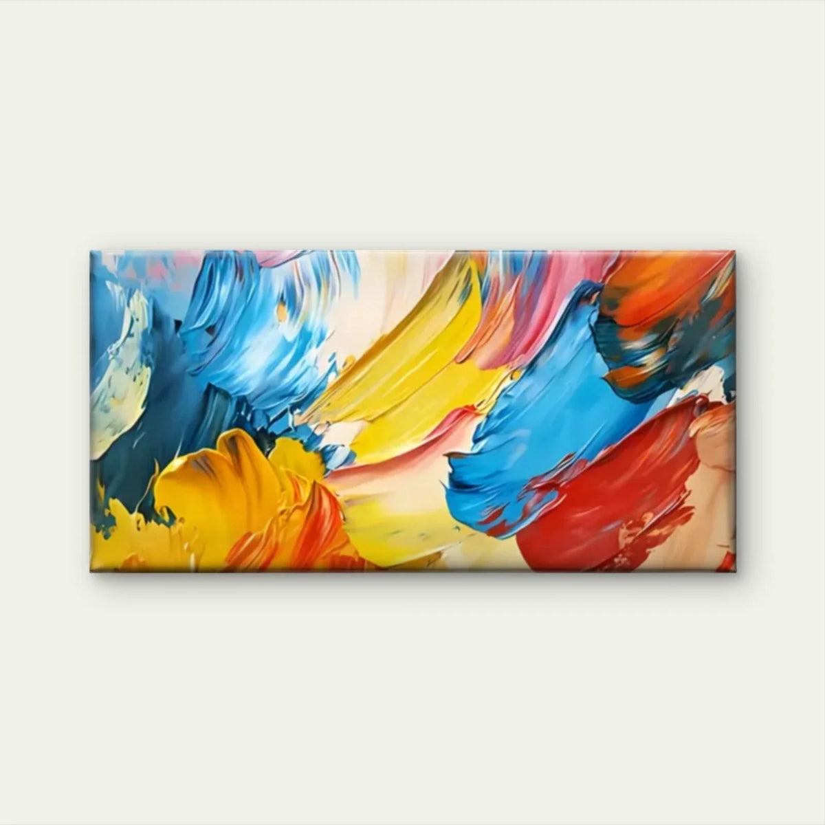 Colored Paint Brushstroke Wall Art Canvas Office Home Room Framed 120x60cm