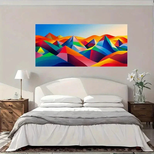 Abstract Colorful Landscape Wall Art Canvas Office Home Room Framed 80x45cm