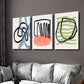 3pcs Abstract Black Blue Red Green Line Drawing Wall Art Set Canvas Framed 40x60cm - High Quality Print 100% Australian Made Wall Canvas Ready to Hang