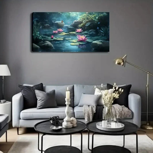 Pink For Lotus Blossoms Decor Wall Art Canvas Office Home Room Framed 120x60cm
