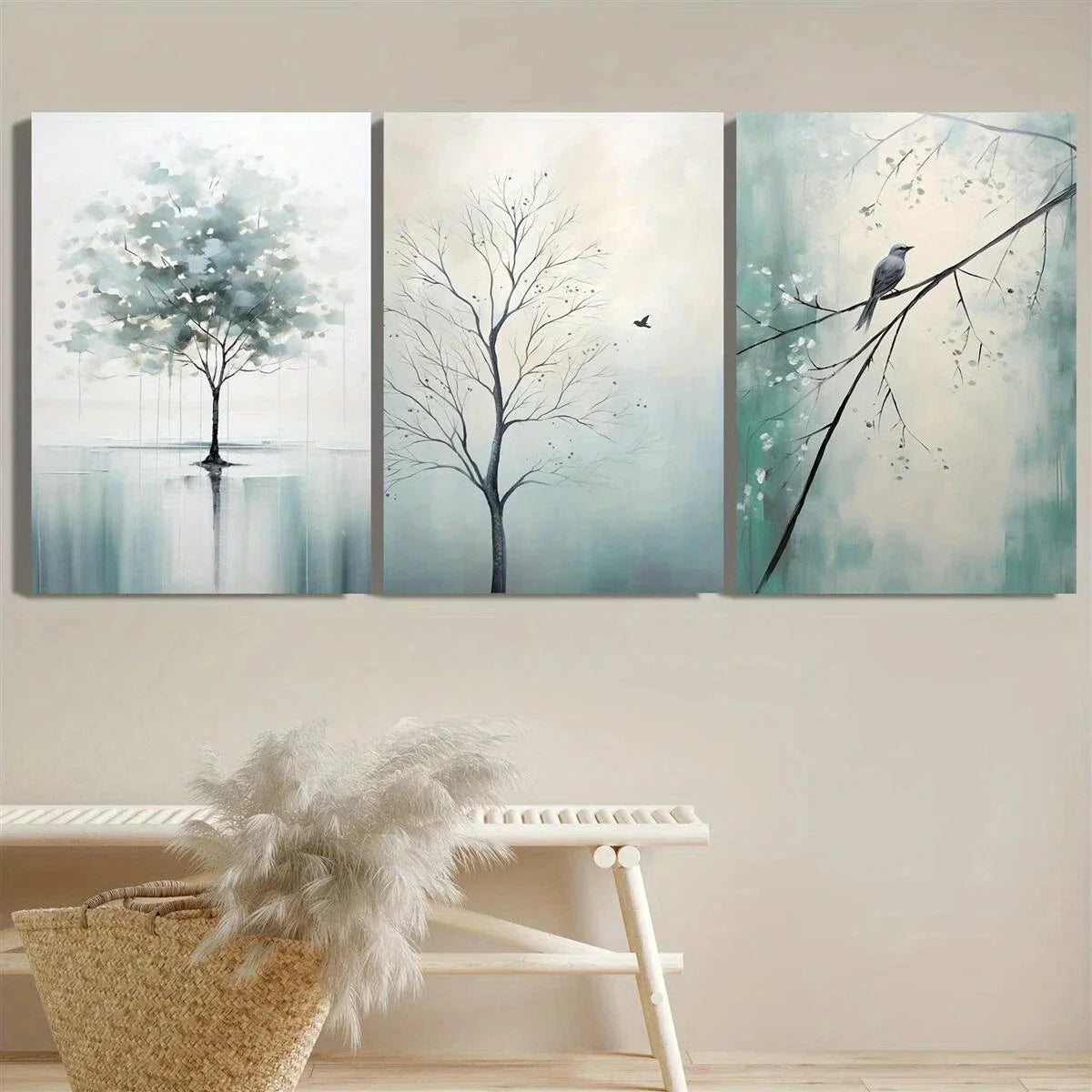 3pcs Forest Waterfall Beautiful Natural Scenery Metal Print Ready to Hang Art