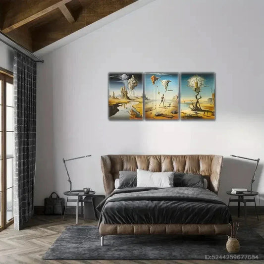 3pcs Abstract Art Prints Surreal Neutral Toned Metal Print Ready to Hang Art