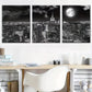 3pcs  Black And White Night City Architecture Wall Art Set Canvas Framed 40x60cm - High Quality Print 100% Australian Made Wall Canvas Ready to Hang