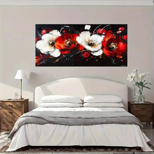 Modern Abstract Floral Wall Art Canvas Office Home Room Framed 80x45cm