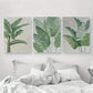 3pcs Green Minimalist Textured Leaves Metal Print Ready to Hang Art
