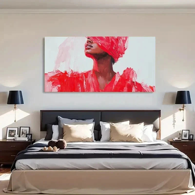 Abstract Red Textured Décor Wall Art Canvas Office Home Room Framed 80x45cm