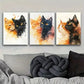 3pcs  Natural color blending Cat Portrait Wall Art Set Canvas Framed 40x60cm - High Quality Print 100% Australian Made Wall Canvas Ready to Hang