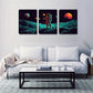 3pcs Black Starry Outer Space World Wall Art Set Canvas Framed 40x60cm - High Quality Print 100% Australian Made Wall Canvas Ready to Hang