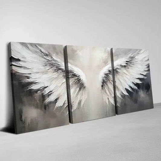 3pcs Interesting Vintage Angel Wings Wall Art Set Canvas Framed 40x60cm - High Quality Print 100% Australian Made Wall Canvas Ready to Hang