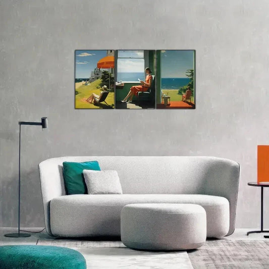 3pcs Seaside Beach Art Decoration Medieval Retro Metal Print Ready to Hang Art