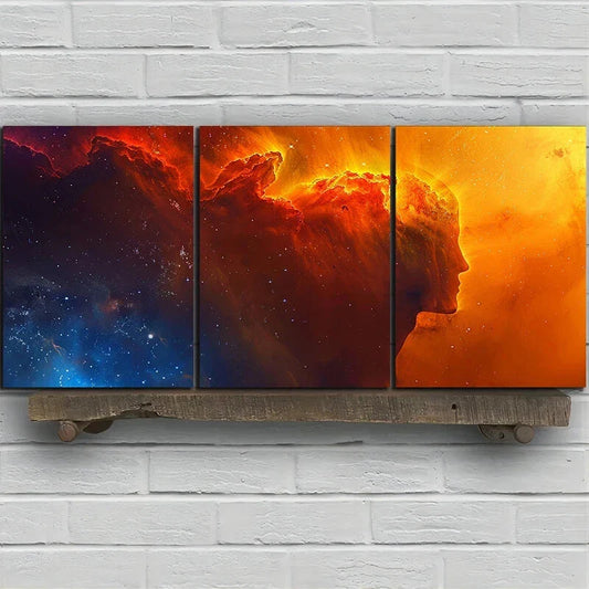 3pcs Stunning Golden Blue Modern Metal Print Ready to Hang Art