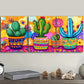 3pcs  Cactus in colorful flower POTS Wall Art Set Canvas Framed 40x60cm - High Quality Print 100% Australian Made Wall Canvas Ready to Hang