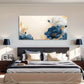 Blue Floral Leaves Botanical Wall Art Canvas Office Home Room Framed 120x60cm