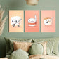 3pcs Cute Cartoon-Style Sushi Samurai Metal Print Ready to Hang Art