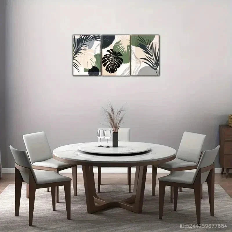 3pcs Minimalist Botanical Leaf Prints in Black Metal Print Ready to Hang Art