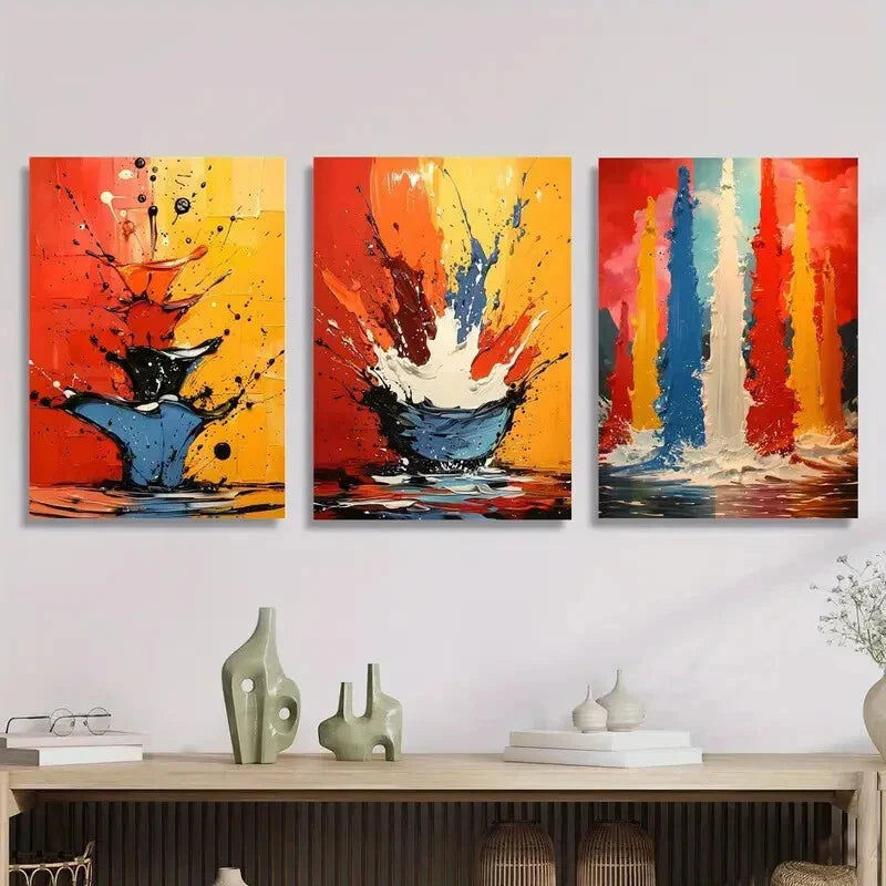 3pcs Abstract color texture oil painting  Metal Print Ready to Hang Art