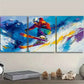 3pcs Paintings Featuring a Skier  Wall Art Set Canvas Framed 40x60cm - High Quality Print 100% Australian Made Wall Canvas Ready to Hang
