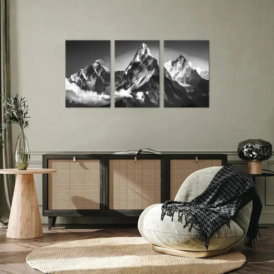 3pcs Black and White Landscape Metal Print Ready to Hang Art