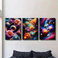 3pcs Vortex and Flower Abstract Illustration Wall Art Set Canvas Framed 40x60cm - High Quality Print 100% Australian Made Wall Canvas Ready to Hang