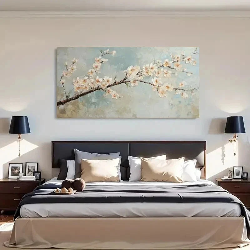 Cherry Blossom Spring Floral Wall Art Canvas Office Home Room Framed 120x60cm
