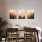 3pcs Abstract Sun Mountain Forest Metal Print Ready to Hang Art