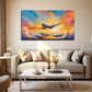 Airplane Sunset Sky Deco Wall Art Canvas Office Home Room Framed 120x60cm