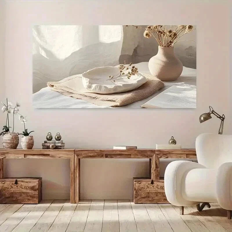 Pastel Flower Vase Vintage wall canvas office home room framed 120x60cm