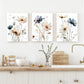 3pcs Watercolor Neutral Sober Botanical Flowers Metal Print Ready to Hang Art